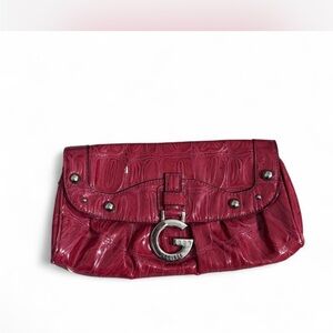 Y2K Pink Croc Embossed Clutch Bag G Logo